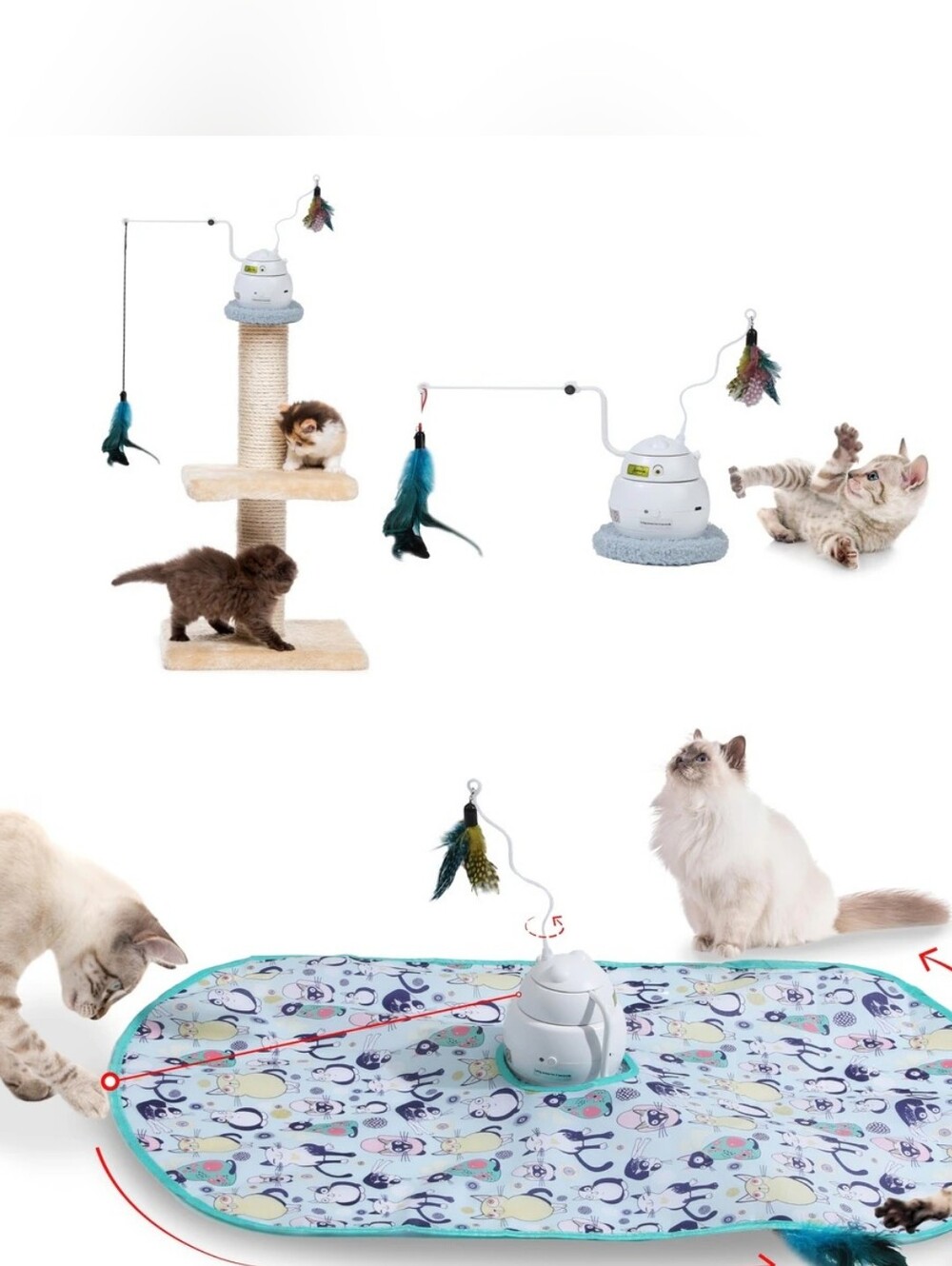 PawsPik Interactive 4-in-1 Laser & Hide & Seek Rechargeable Automatic Cat Toy